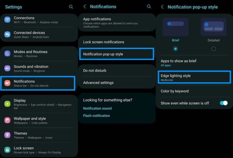How to enable edge lighting on Galaxy S23